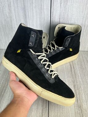 Rem’S Made In Italy Black Suede Leather Sneaker Casual Shoe Mens Size 12 Eur 46